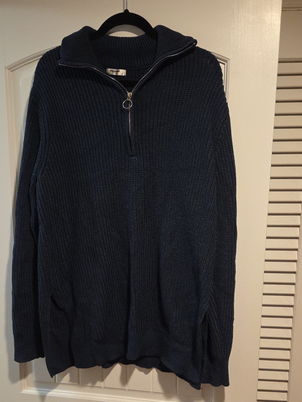 zeagoo Women's Cowl Neck Half-Zip Sweater Navy Blue Like New XL Generous Sizing